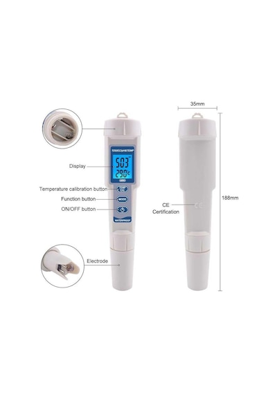 Tr Aek-tech Ph-3508 4'ü 1 Arada Ph Metre Tds Ec Ve Sıcaklık Ölçer
