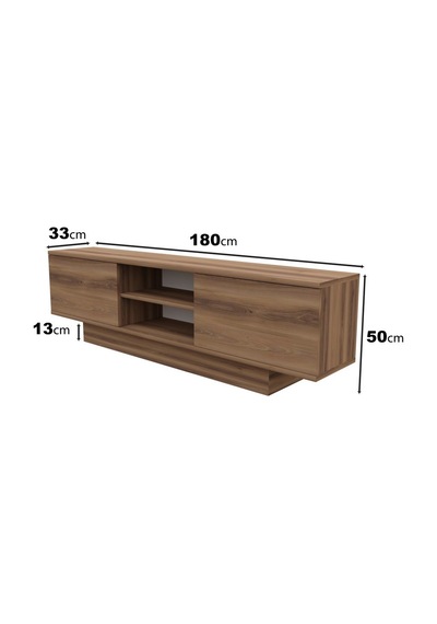 Verona Modern 2 Kapaklı Raflı Tv Ünitesi Tv Sehpası 180 Cm Ceviz
