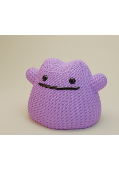 Örgü Dokulu Ditto 3d Baskı Modeli - Pokemon Figür - Dekoratif Masa Oyuncağı - Yüksek Çözünürlüklü Stl