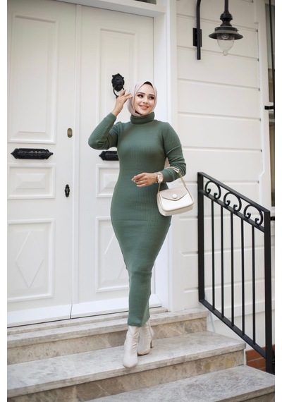Hira Life Fashion Kadın Elbise Tesettür Giyim Balıkçı Yaka Ve Dar Kesim Triko Kalem Elbise Haki Haki Hira Life Fashion Kadın Elbise Tesettür Giyim Balıkçı Yaka Ve Dar Kesim Triko Kalem Elbise Haki Haki