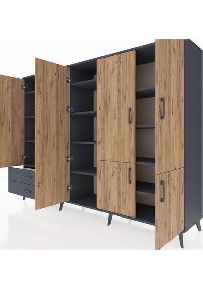 Hyperion Dolap 12 Raflı 2 Çekmeceli 7 Kapaklı 220x44x163 Antrasit-çam/antrasit Atlas Çam/antrasıt - Antrasıt Hyperion Dolap 12 Raflı 2 Çekmeceli 7 Kapaklı 220x44x163 Antrasit-çam/antrasit Atlas Çam/antrasıt - Antrasıt