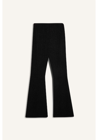 DeFacto Flare Fit Düz Paça Uzun Boy Bürümcük Pantolon E1870AX24WNBK81 Siyah