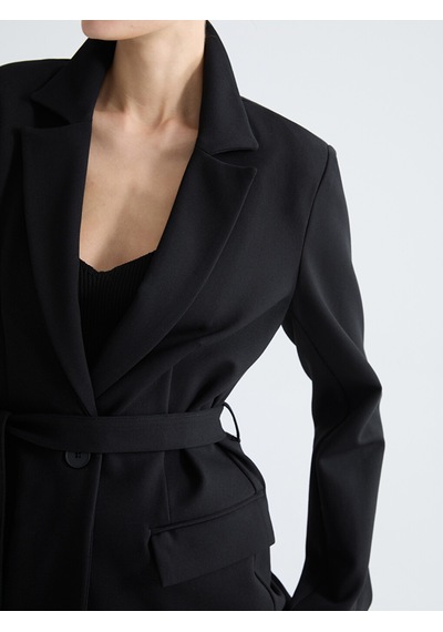 Lcw Vision Siyah Beli Kuşaklı Kadın Blazer Ceket