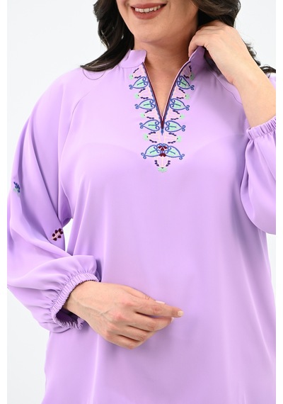 Koza Butik Kadın Nakış Detaylı Uzun Kollu Bluz 1715-24 001