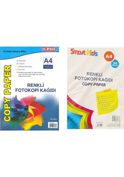 Globox Smartkıds A4 Renkli Fotokopi Kağıdı 100 Lü 5 Paket 60-70 G