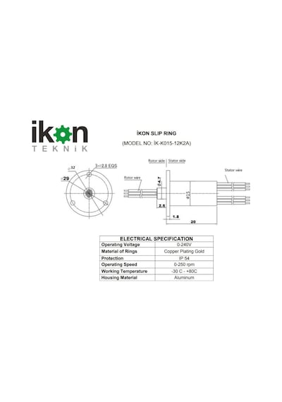 Slip Ring Kayar Bilezik 12 Kanal 2 Amper