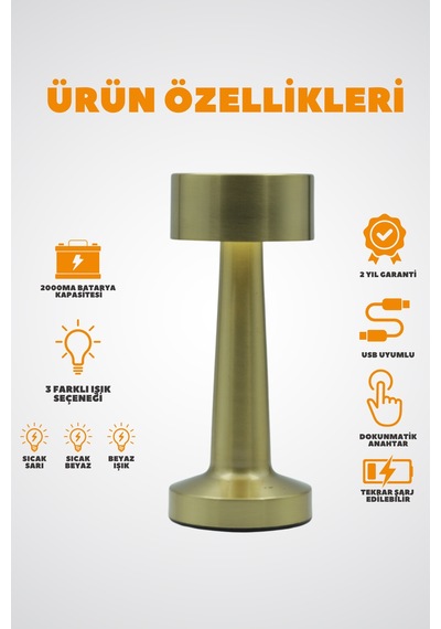 Hangast Hl-007g Dekoratif Metal Gold Masa Lambası Ledli 5