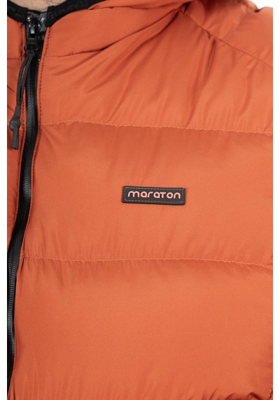 Maraton Sportswear Büyük Beden Erkek Kapşonlu Uzun Kol Basic Kiremit Mont 21391-kiremit Kiremit