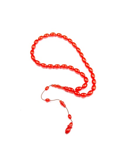 Burhan Sağlam Kapsül Kesim 11x8 Mm Sıkma Kehribar 37 Cm Sistem Püsküllü Tesbih Bs24401
