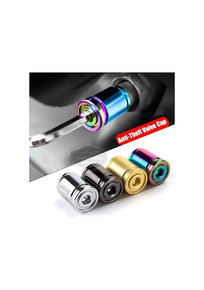 Kilitlemeli Sibop Kapağı Alyanlı Sibop Kapağı Araba Motosiklet Bisiklet Metal Sıkmalı Mavi 4 Lü Set 00 Şüscaroto Aksesuar