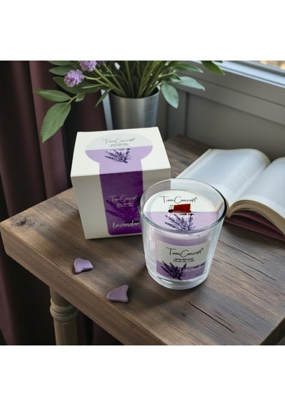 Tiem Concept Kokulu Mum - 150 Gr Ahşap Fitilli Kokulu Mum /%100 Doğal Soya Mumu / Özel Hediye Kutulu / Parafinsiz Saf Soya Wax Lavanta Diğer