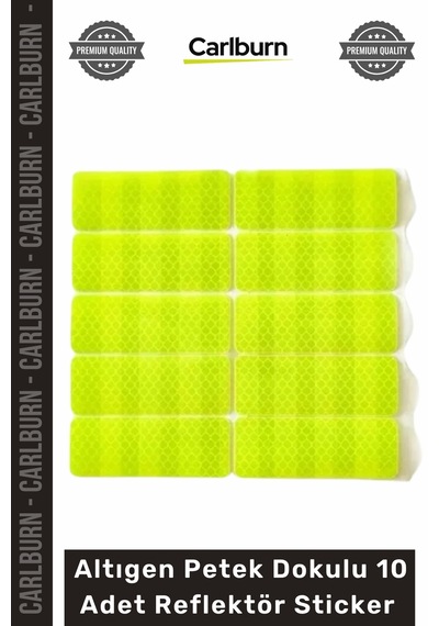 Reflektör Honeycomb Reflektif Güvenlik Bandı Altıgen Petek Dokulu 10 Adet Reflektör Sticker Seti