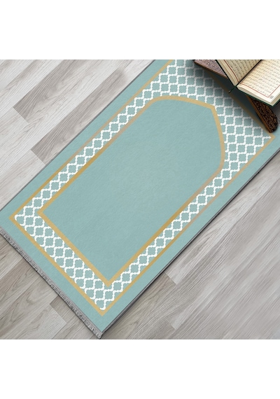 Evaşk Namazlık Dokuma Halı Kaymaz Muslumana Seccade80 x 130 Turkuaz EVASK803D80