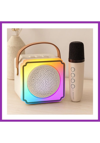 Bezos Karaoke Mikrofonlu Taşınabilir Bluetooth Hoparlör Işıklı, Usb Şarjlı Bty