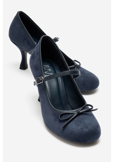 Luvi Shoes Acland Lacivert Süet Fiyonklu Kadın Topuklu Ayakkabı