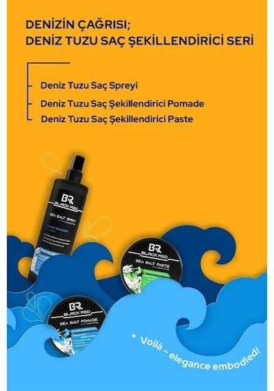 Black Red Saç Sea Salt Deniz Tuzu Saç Spreyi & Seal Salt Paste Saç Şekillendirici Mat Wax 2'li Set