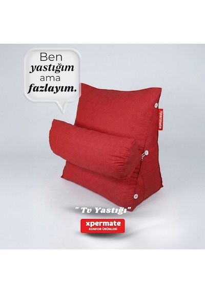 Xpermate Sırt, Bel, Boyun Destekli TV Okuma Yastığı Ameliyat Sonrası Kırmızı