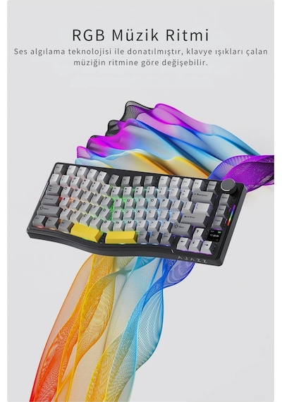 Aks075 Ergonomik Daydream Switch-mekanik Klavye-bt5.1/2.4gwireless/usb Kablolu-hotswap Dinamik Rgb