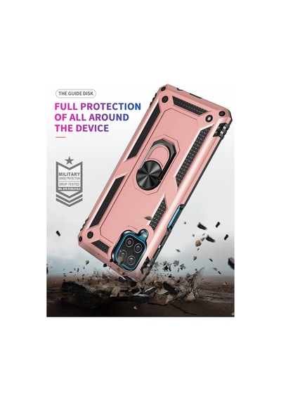 Hnrlıshp Newface Samsung Galaxy Uyumlu  A22 Kılıf Sofya Yüzüklü Silikon Kapak - Rose