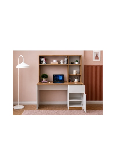Rudu Asel Çalışma Bilgisayar Masası 104x51x150 Cm Raflı 1 Çekmeceli 1 Kapaklı Beyaz Rudu Asel Çalışma Bilgisayar Masası 104x51x150 Cm Raflı 1 Çekmeceli 1 Kapaklı Beyaz