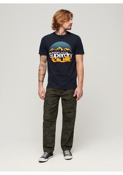 Superdry Bisiklet Yaka Baskılı Lacivert Erkek T-shirt M1011911a98t Great Outdoors Nr Grap