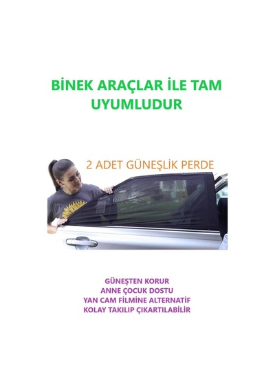 2 Adet Araba Yan Cam Güneşlik Perde Araç Arka Yan Cam Perdesi