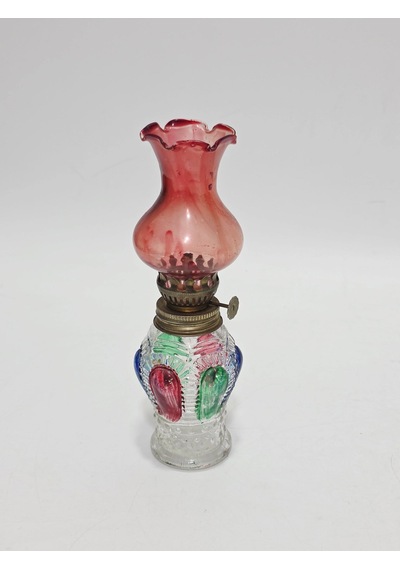 Antika Renkli Cam Gaz Lambası 024 Pembe