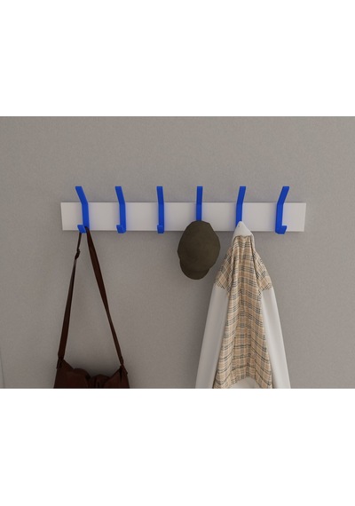 Hepsi3boyutlu Modern Duvar & Kapı Kanca Askılık - 6 Adet Mavi Kanca Askılık - Model No : 1 Mavi