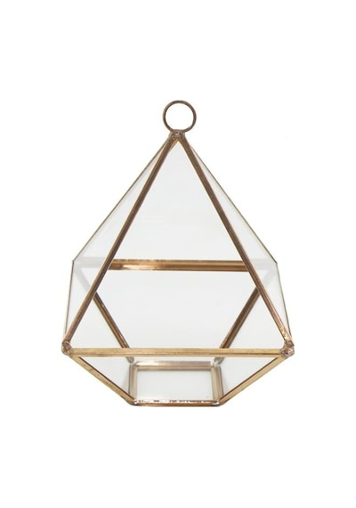 Mutluadim 12X10Cm Cam Fanus Üçgen Prizma Rose Renk Terrarium