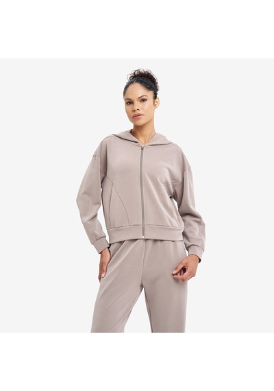 Lescon Bej Kadın Fermuarlı Kapüşonlu Sweatshirt 26n-2101