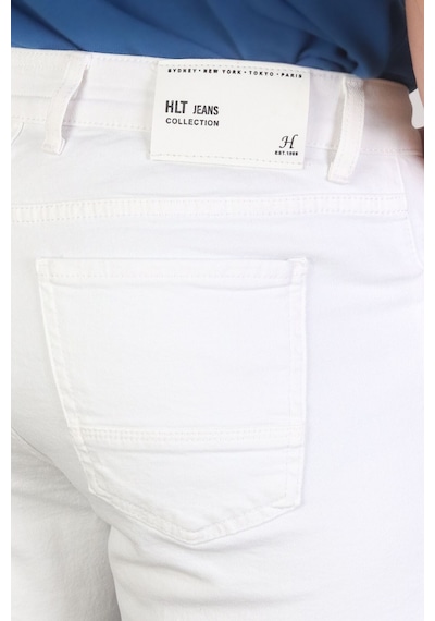HLT Jeans Erkek Beyaz Slim Kesim Comfort Likralı Esnek Jeans Şort Thomas-Beyaz 001