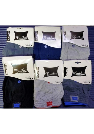 % 100 Penye 6 Adet Dügmeli Boxer Asorti Düz Renk