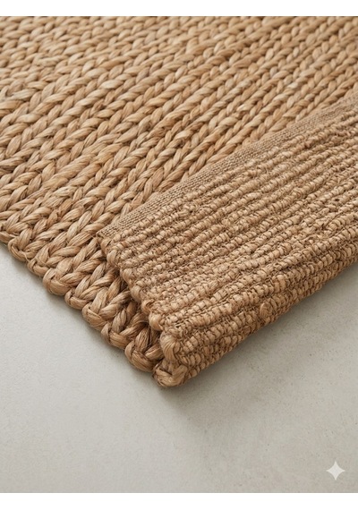 Hbs Art Design Doğal Dokuma Jüt Halı - El Örgüsü Dekoratif Hasır Kilim Açık Kahverengi