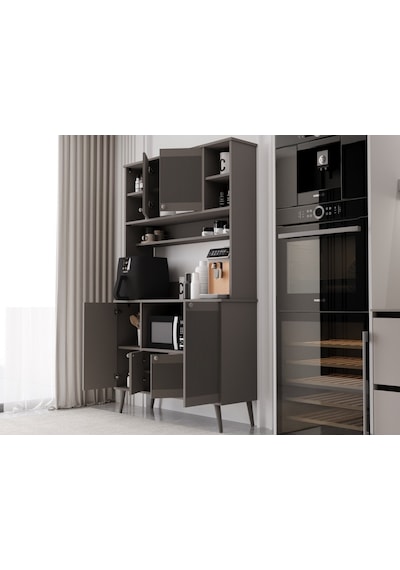 Melura Kahve Köşesi 120 Cm %100 Mdf Çok Amaçlı Dolap Gri