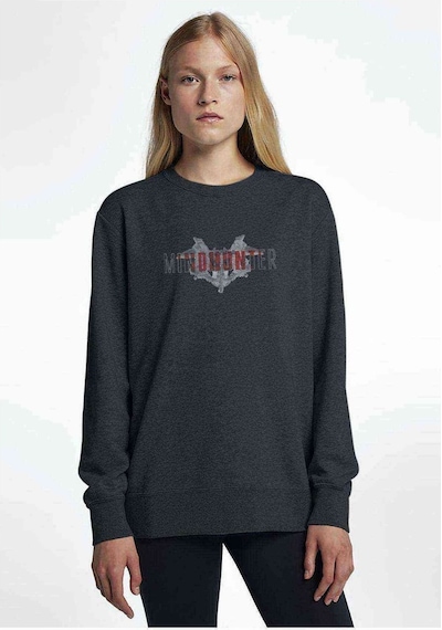 Mindhunter Yarasa Baskılı Füme Antrasit Kadın Sweatshirt