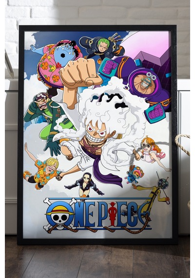 One Piece Siyah Ahşap Çerçeveli Poster, Anime Duvar Tablosu