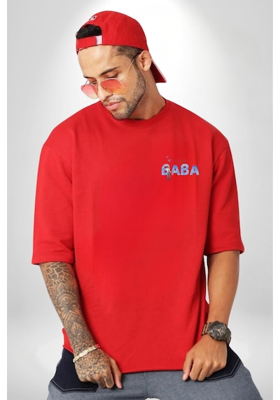 Babalar Günü Dünyanın En İyi Babası Kırmızı Oversize Unisex Ön Ve Sırt Baskılı Tişört Kırmızı