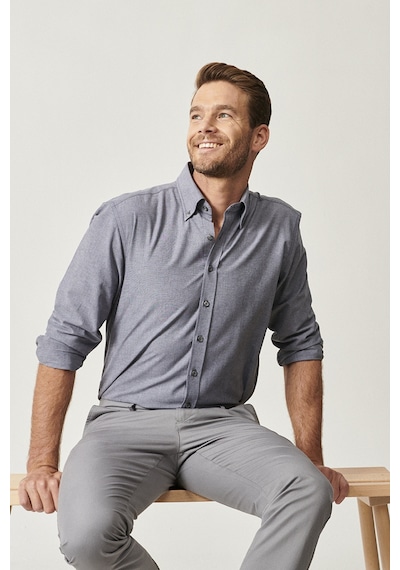 AC&Co / Altınyıldız Classics Erkek Antrasıt Slim Fit Dar Kesim Düğmeli Yaka Pamuklu Oxford Gömlek Antrasıt Antrasit AC&Co / Altınyıldız Classics Erkek Antrasıt Slim Fit Dar Kesim Düğmeli Yaka Pamuklu Oxford Gömlek Antrasıt Antrasit
