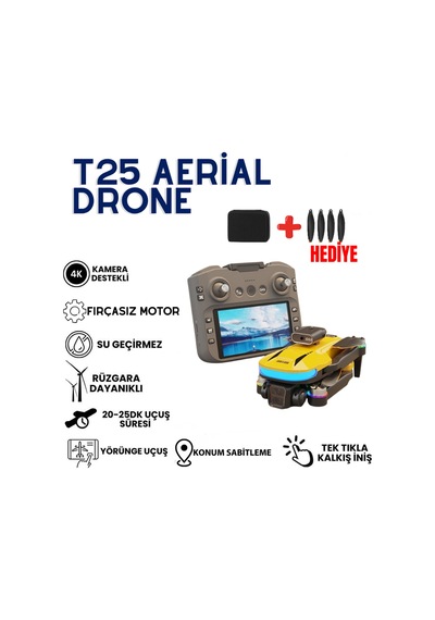 T25 Hd Aerial Kameralı, Fırçasız Motorlu, Katlanabilir Drone - 866727344