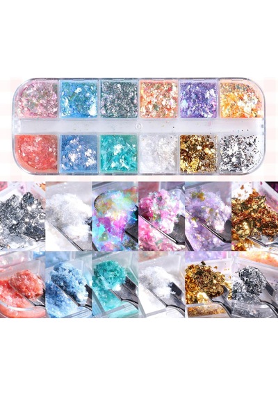 Tırnak Süsleme Yüki İnce Folyo Glitter Pulları Renkli Nail Art
