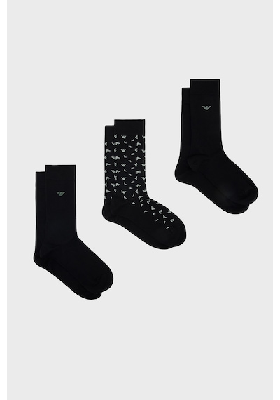 Emporio Armani Logolu 3 Pack Çorap Erkek Çorap Em000554 Af25376 Mc647 Siyah