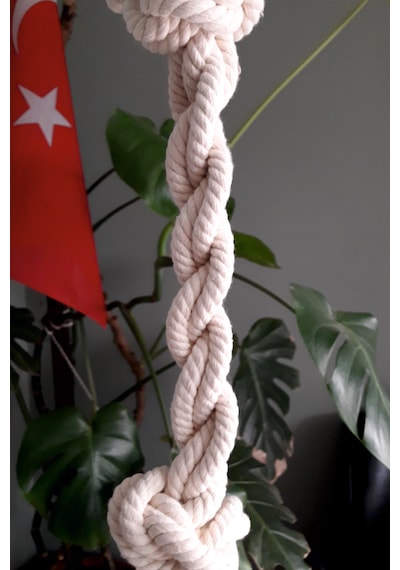 Vixpet Büyük Irk Papağan Tırmanma Halatı Uzunluk 90 Cm - Çap 30 Mm %100 Doğal Pamuk Halat Kafes Oyuncağı Stres Halat Macaw Kakadu Jako Amazon Eklektus Kayık Sultan