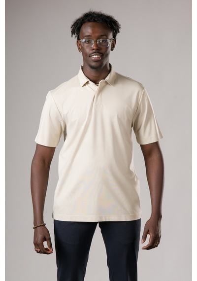 Fbi Regular Fit Likralı Gizli Düğmeli Polo Yaka T-shirt Krem