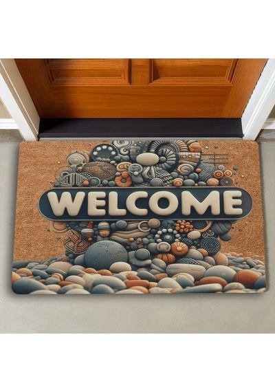 Valerine Life Çakıl Taşları Welcome Kapı Önü Paspası 45x70cm