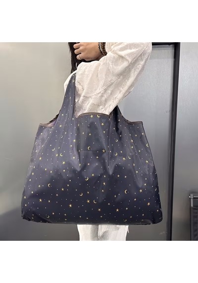 My Balli Store Büyük Boy Alışveriş Ve Pazar Çantası, Dayanıklı Polyester Omuz Tote Çanta Ay Desenli