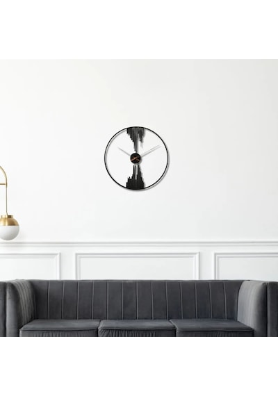 Metal Duvar Saati Sütun Grafik Dekoratif Saat Siyah-52 X 52