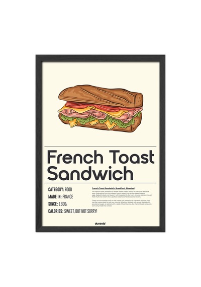 French Toast Ahşap Çerçeveli Poster, Dekoratif Mutfak Duvar Tablosu