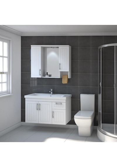 Turkuaz Frame Etajerli Lavabo 100X45 Cm Ve Lotus 100 Banyo Dolabı Çok Renkli Turkuaz Frame Etajerli Lavabo 100X45 Cm Ve Lotus 100 Banyo Dolabı Çok Renkli