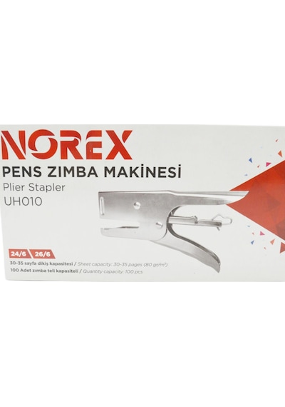 Norex Metal Pens Tipi Zımba Makinesi 24/6-26/6 30-35 Sayfa Kapasiteli Uh010
