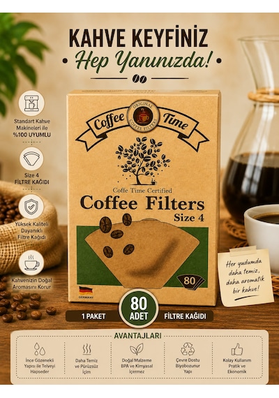 Kahve Filtre Kağıdı No:4 80'li Kahverengi